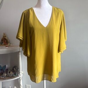 [Zenana] Mustard V-Neck Blouse - Size Small